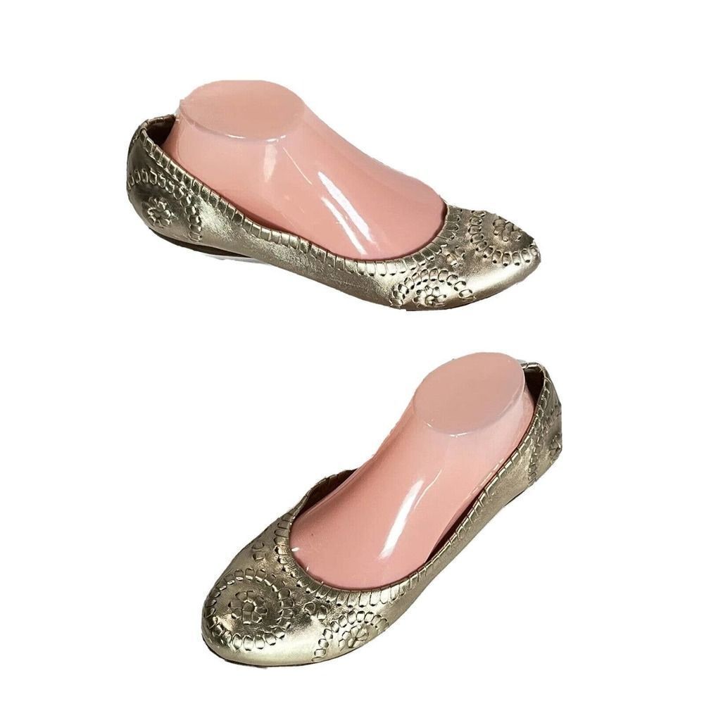 Jack Rogers Metallic Gold  Ballet Flats Shoes Size 8‎ M  Navajo Whipstitch